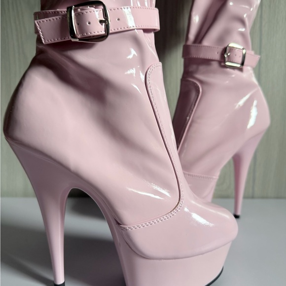 Pleaser Adore baby pink Patent Thigh High Boots - 5”1/2 Heel - Size 8 - Picture 5 of 13